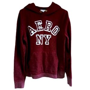AEROPOSTALE New York Burgundy Maroon Hoodie with White Embossed Raised L…